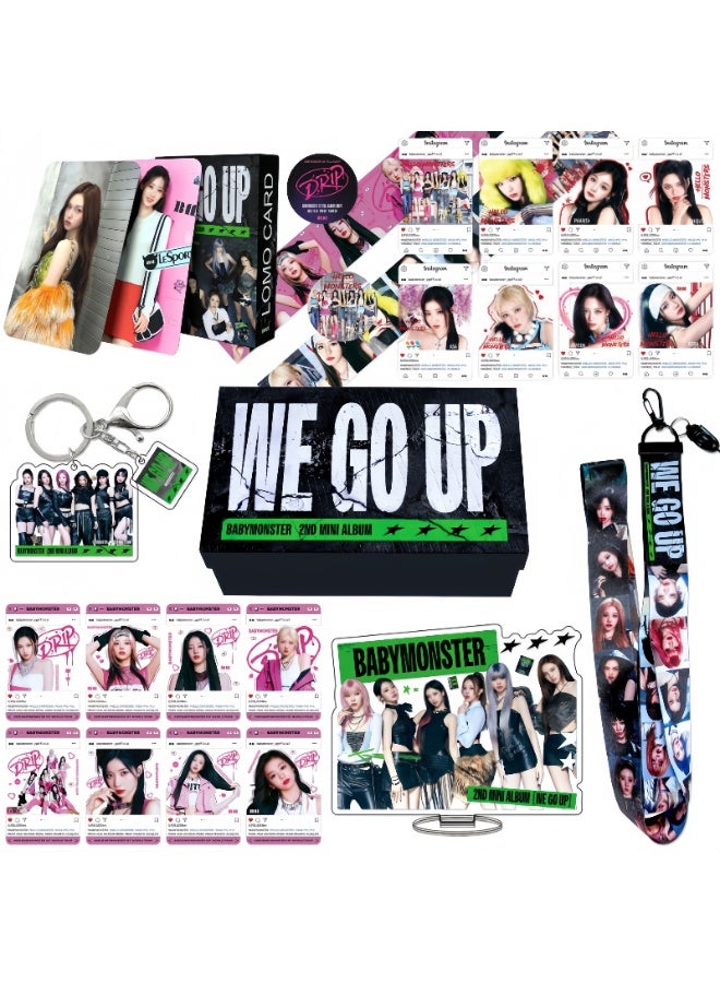 Harse BABYMONSTER New Album WE GO UP Gift Box Includes Lomo Cards, Keychains, Diary Tapes, Keychains, Lanyards, Standees, and Stickers - Image 1